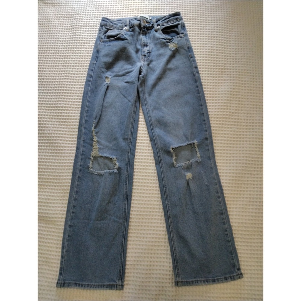 Rue 21 Wide Leg Jeans Women's Size 2  Light Wash Distressed Y2K